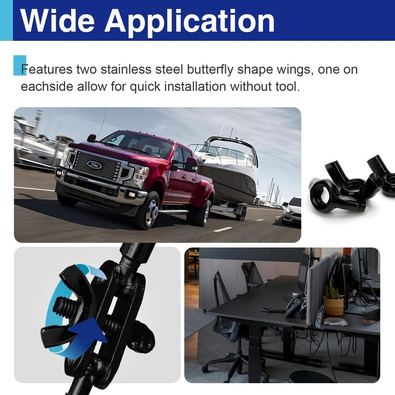 Usdrwam 25Pcs 3/8"-16 Wing Nuts Kit, Zinc Plating-Black Wing Nuts Butterfly Fasteners, Hand-Tighten Hardware Nuts Kit for Easy Assembly and Secure Fit Furniture - Image 5